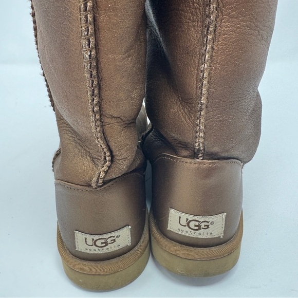 UGG Classic Tall Metallic Copped Brown Sherpa Lined Boots - Picture 5 of 10